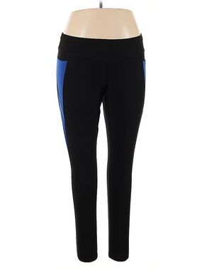 Lucy Tech Black Leggings with Blue Side Panels